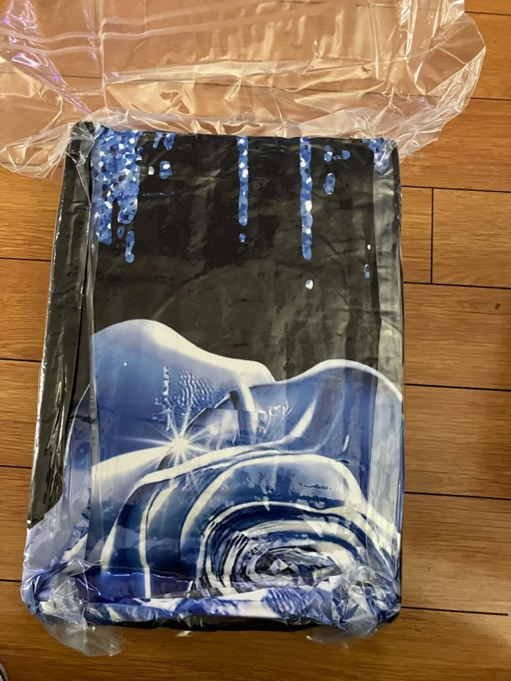 Erosebridal Black Indigo Print Shiny 7 Pcs Comforter Set Full,SEALED PACKAGE